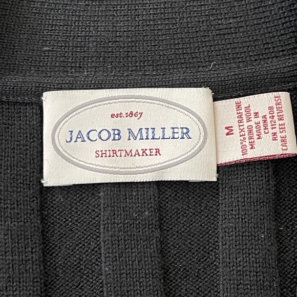 Jacob Miller Men's Black 100% Xtrafine Merino Wool Button Sweater Vest Sz Medium - Picture 8 of 10